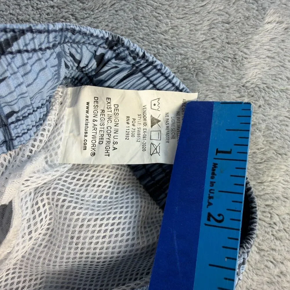 Spicy Tuna Swim Trunks Men's L Navy Gray Palm Print Board Shorts NWT Drawstring